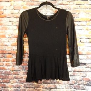 Forever 21 / Peplum top with pleather sleeve